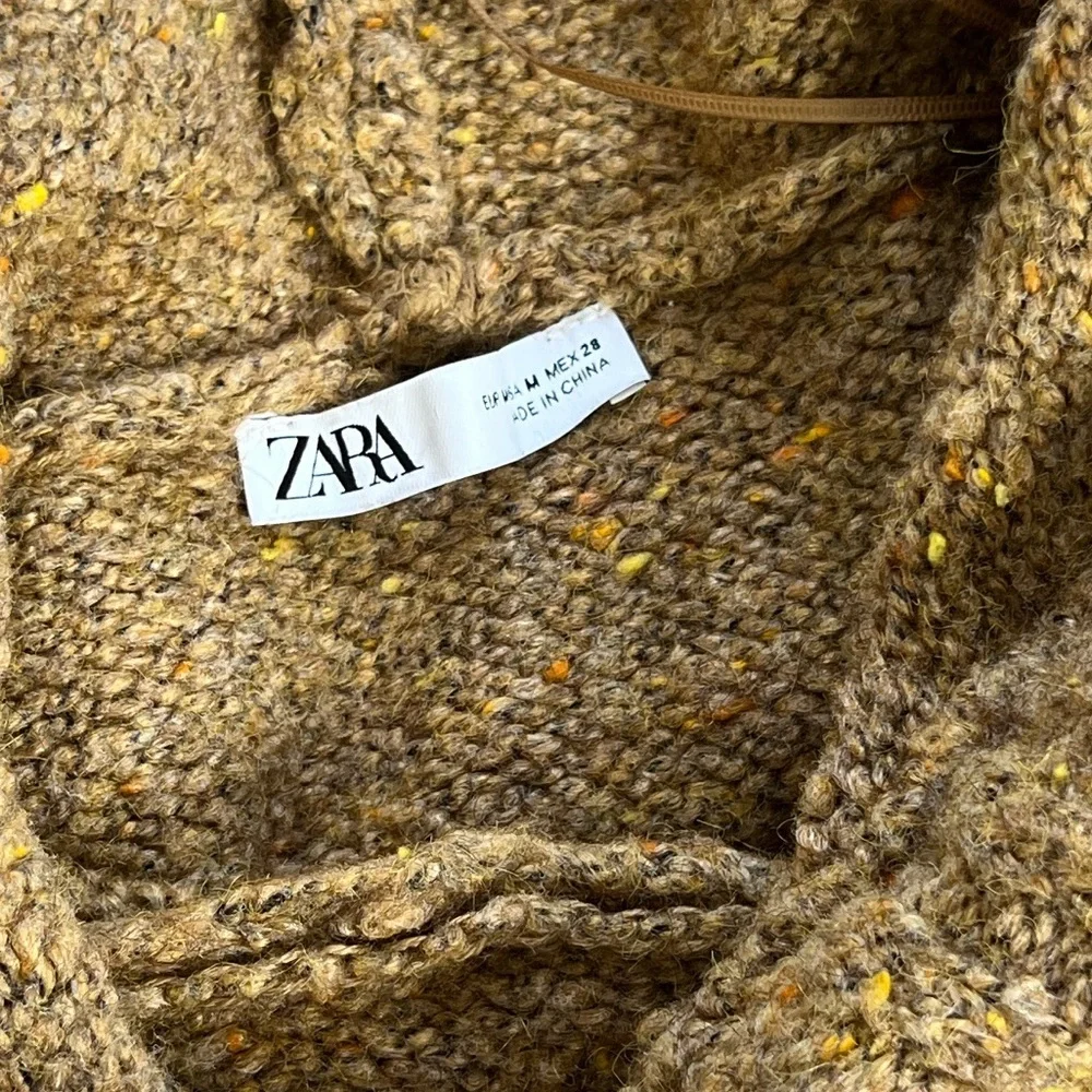 Zara Oversized Relaxed Fit Hoodie Sweater Sleeveless Vest Carmal Tan Neutral M - Picture 4 of 13